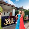 118 x 20 Inches 70s 80s Train Theme Yard Door Banner Sign Disco Party Decoration Banner Neon Light Flash Newborn Baby Show Birthday Party Cake Table