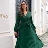 Winter Fall Women Elegant Pleated Big Swing Lantern Sleeve Long Dress