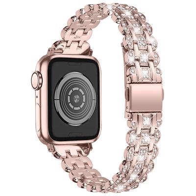 Для Apple Watch Series 1 2 3 42 мм ремешок из нержавеющей стали со стразами и ажурной крышкой для часов из ПК