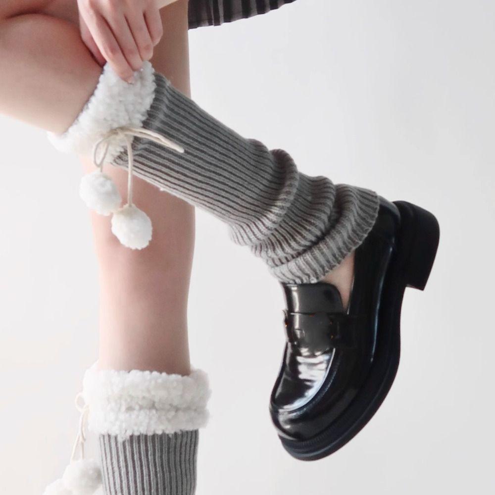 Носки с оборками и бантом, гетры из овечьей шерсти, уникальные вязаные гетры для девочки