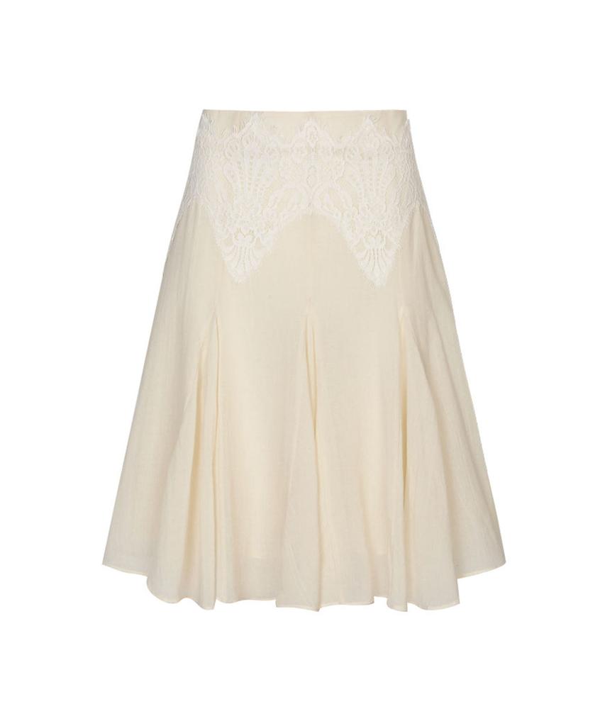Lulu Seoul Bali Lace Flare Skirt (Oat Cream)
