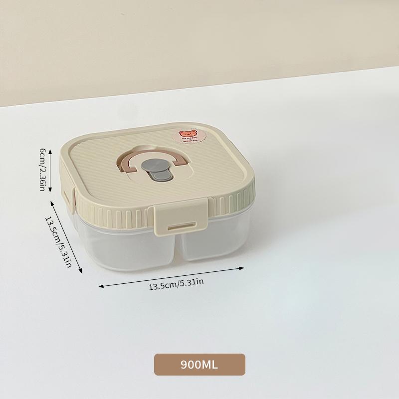 2/3 Grids Reusable Square Plastic Bento Lunch Box Portable Divided Fruit Salad Food Container Kids Students Microwave Heatable