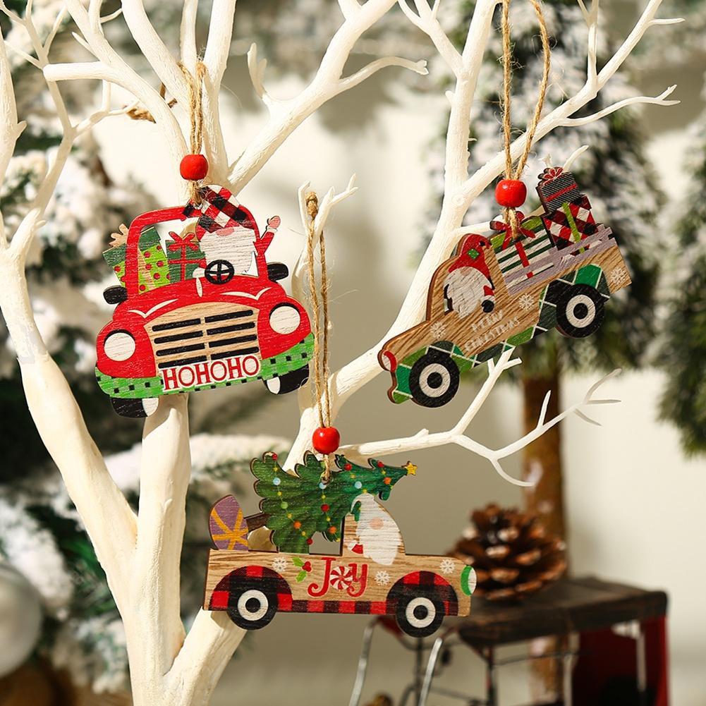 Christmas Ornaments Red Truck Christmas Tree Decoration, Christmas Ornaments Bulks, Wooden Farmhouse Hanging Crafts