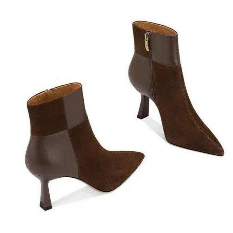 Fashion FHC 2024 New Wool Flock Women Ankle Boots/Booties,Short Botas,Winter Shoes,Pointed Toe,Side Zip,Black,Brown,34-43,Dropship