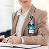 1 Set Badge Holder Double Sided Dinosaur Print with Retractable Reel Clip Hanging Lanyard Office ID Card Holder