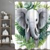 Занавеска для душа Elephant Green Leaf, Декоративная занавеска для душа для ванной комнаты, Водонепроницаемая занавеска для душа с крючками