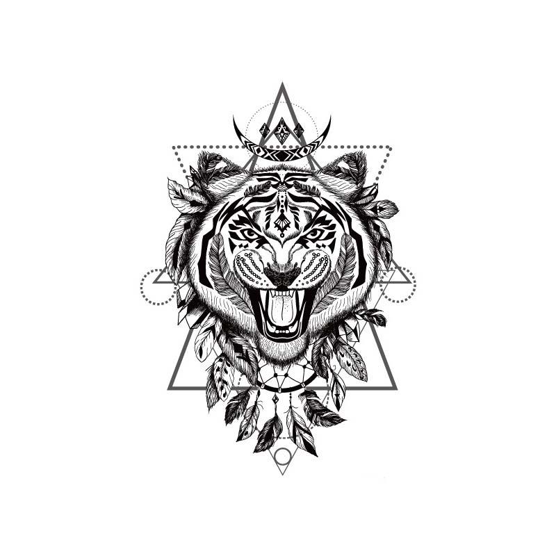 Реалистичная голова тигра, временные татуировки для мужчин, мальчиков, взрослых, поддельные компас, Лев, Сова, лиса, татуировка, наклейка, перенос воды, боди-арт, татуировки