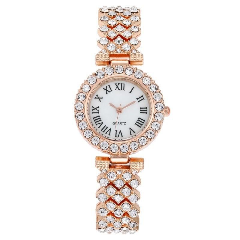 Luxury Women's Diamond Quartz Watch | Lightweight Bracelet with Roman Numerals