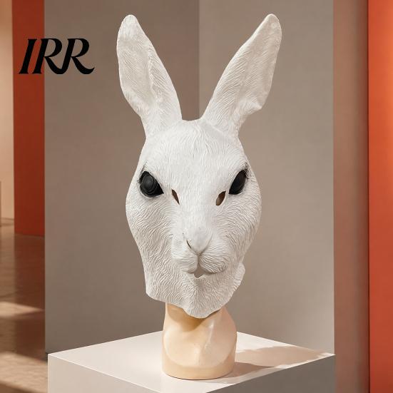 Lightweight Masque for Party Performance Rabbit Head Adults, Realistic Bunny Latex Hood, Unrestricted Vision Halloween Animal Costume Carnival Cosplay