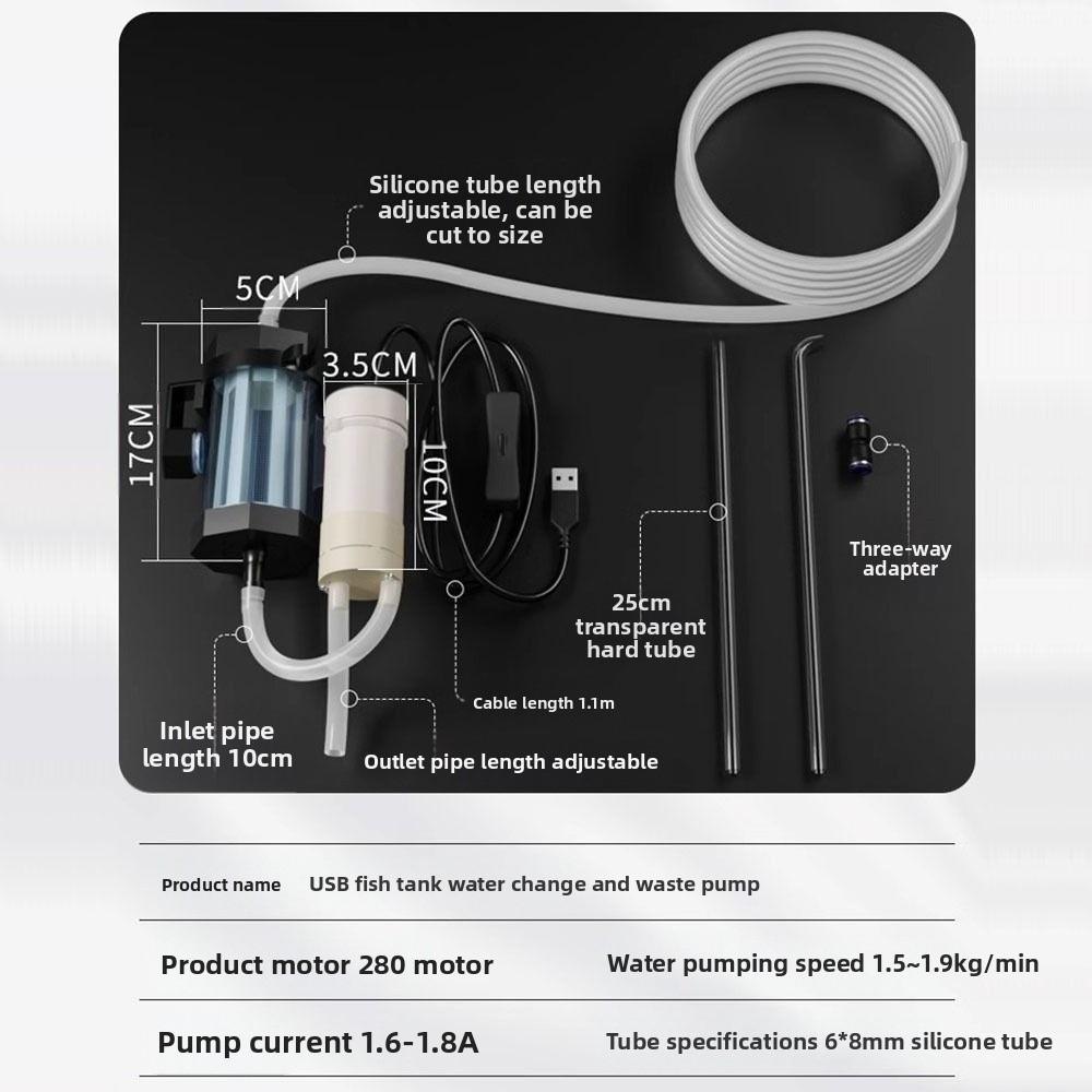 USB Powered Vacuum Gravel Cleaner Low Noise Fish Tank Cleaning Dirt Waste Remover  For Aquarium