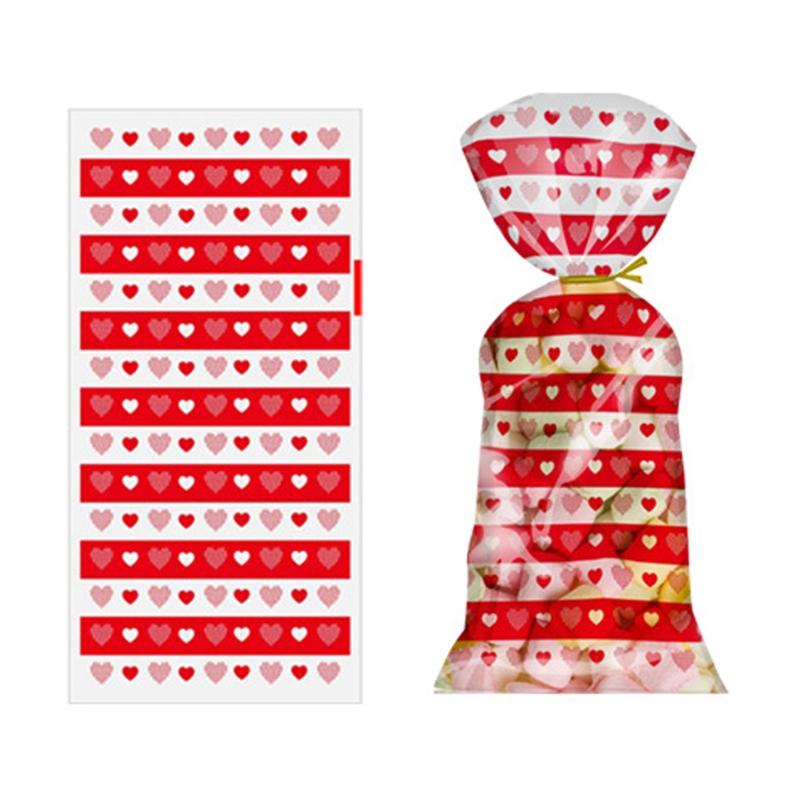 100 шт. целлофановые пакеты в форме сердца ко Дню святого Валентина с завязками, праздничное лакомство для шоколадных пакетов, пакеты для печенья, подарок