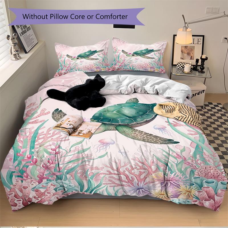 Underwater Turtle Paradise Print 3Pcs Bedding Setduvet Cover With 2 Bedropillowcase Home Birthday Gift