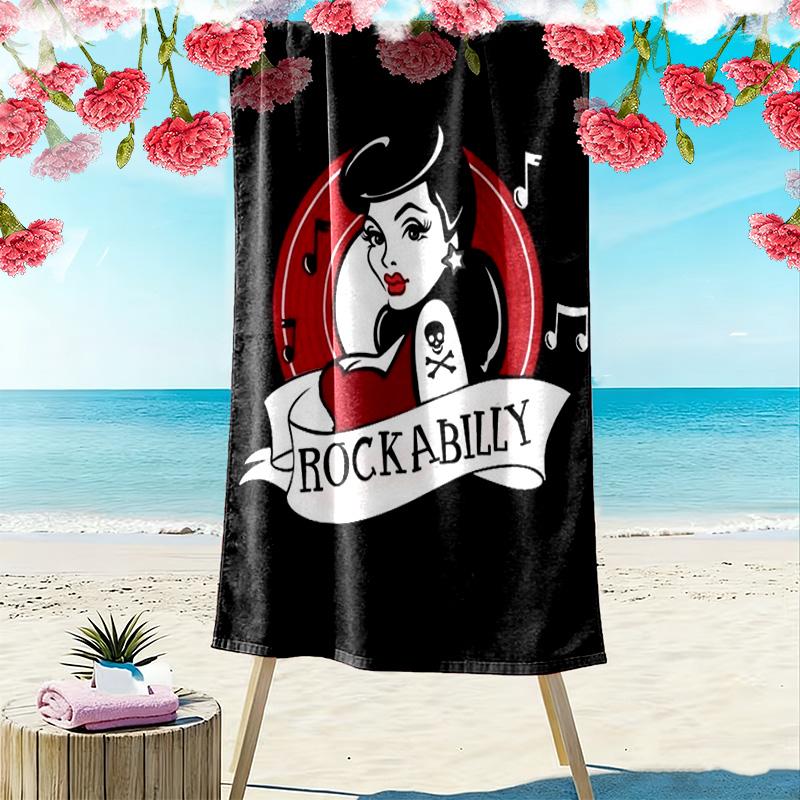 Retro Rock Poster 2D Flat Print Beach Towel, Large Soft Quick Dry Towel for Beach Camping SwimmingSSTJ0917544