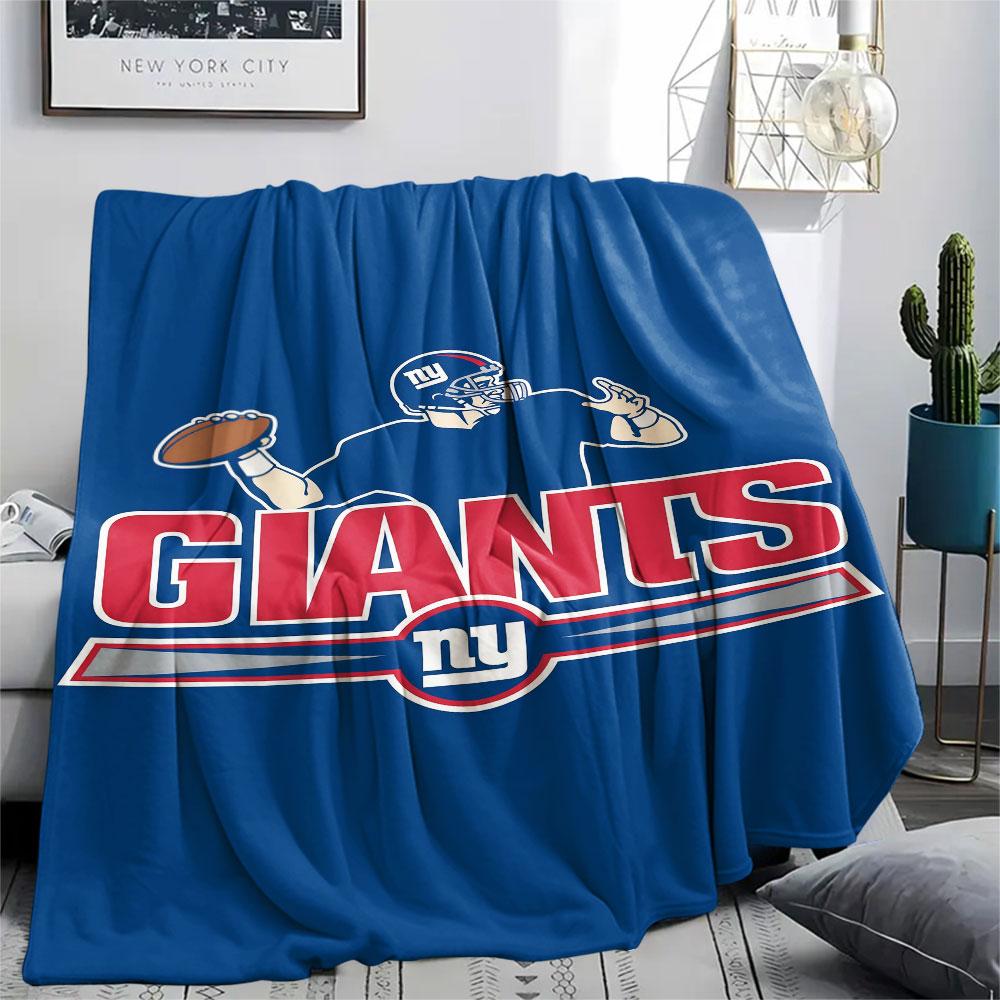 NY Giants Printed Flannel Blanket, soft throw for bedroom sofa, washable, fan merchandise, great gift.