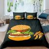 Hamburger Duvet Cover Meat Cheese Fast Food Theme Cartoon Hamburg Pattern Quilt Cover Bedroom Decoration for Children Boys Girls