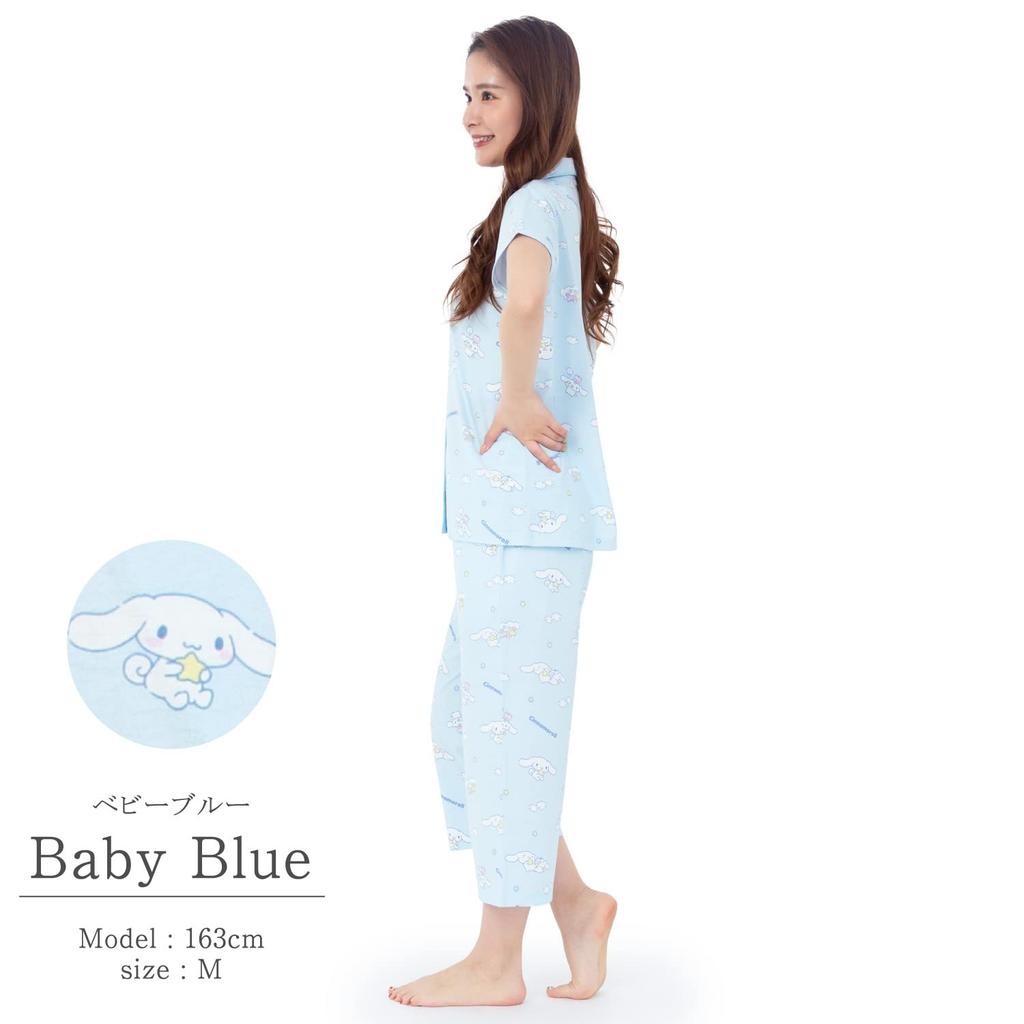SAZAC Cinnamoroll Women's Short Sleeve Jersey Pajama Set (Baby Blue/M/SAN1697)