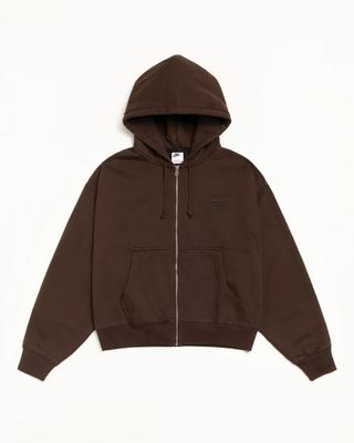 FJ9175-261 Stussy Худи на молнии из флиса с эффектом stonewash Темно-коричневый (Наш размер)