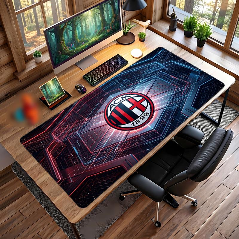 Большой коврик для мыши с принтом AC Milan, нескользящий мягкий резиновый игровой коврик для стола, декор для офисного ноутбука компьютера