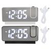 Projection Alarm Clock USB Rechargeable White Light Snooze Function Adjustable Brightness LED Mirror