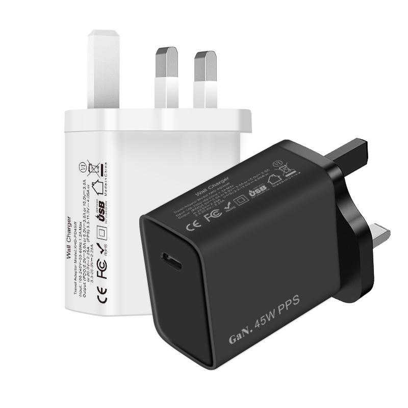 Новое зарядное устройство PD45W с британской регулировкой подходит для Samsung S22s21s20note10 Apple 15 Быстрая зарядка Сертификация UKCA