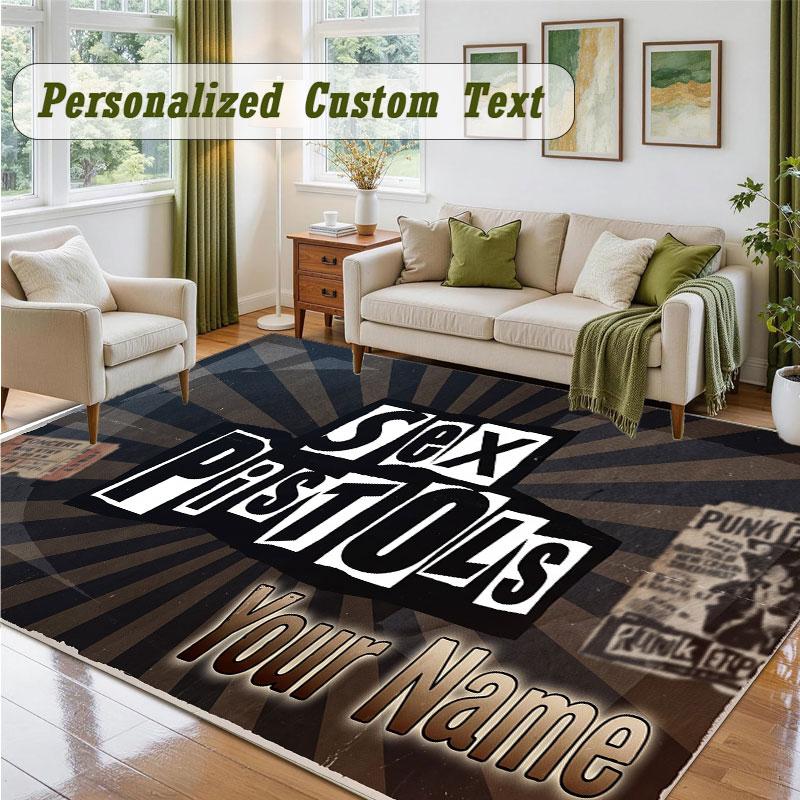Crystal Velvet Square Rug Custom NameSex Pistols Pattern Non Slip Home Floor Decor Rug