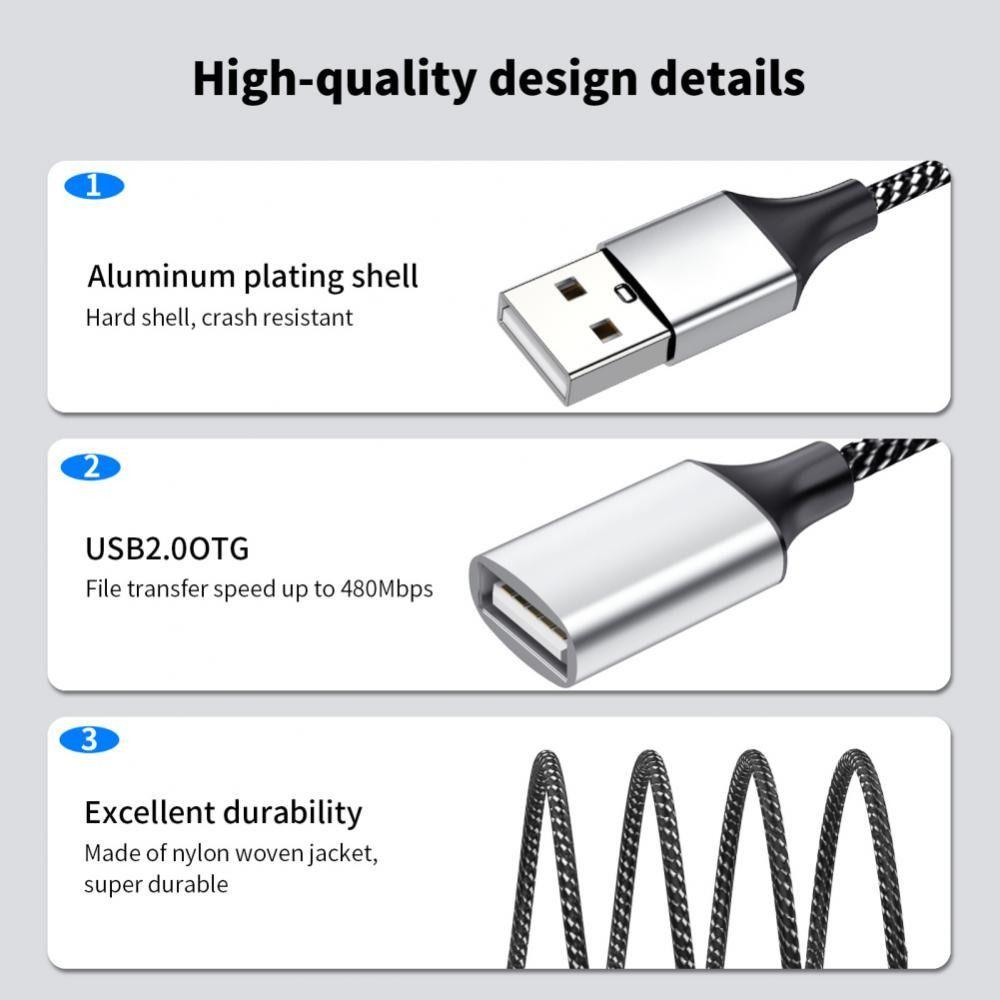 Mobile Phone Extension Cable Data Transfer USB Expander Charging Splitter Type C Hub OTG Adapter