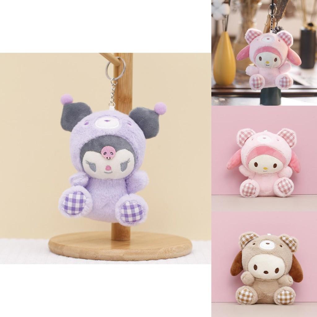 Sanrio Melody Cinnamoroll Kuromi Plush Pendant Cartoon Doll Keychain Stuffed Toys