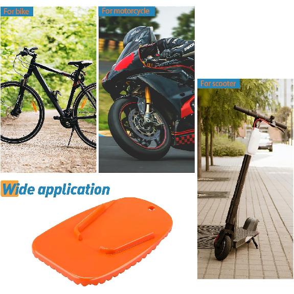 4 Pieces Orange Motorcycle Kickstand Motorcycle Foot Support Plate Motor Bike Support Stand Motor Anti Slip Plate Parking Accessory for Snow Slippery