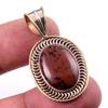 Natural Mahogany Obsidian Gemstone 925 Solid Silver Two Tone Pendant 1.50" Y2R20