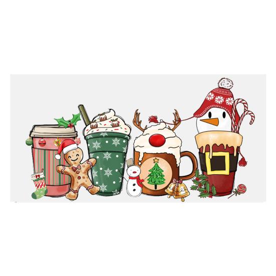 Наклейка на чашку Рождественская елка Санта-Клаус Водонепроницаемая самоклеящаяся Отличная липкость Противоскользящая прозрачная печать Кофейная чашка УФ DTF наклейка