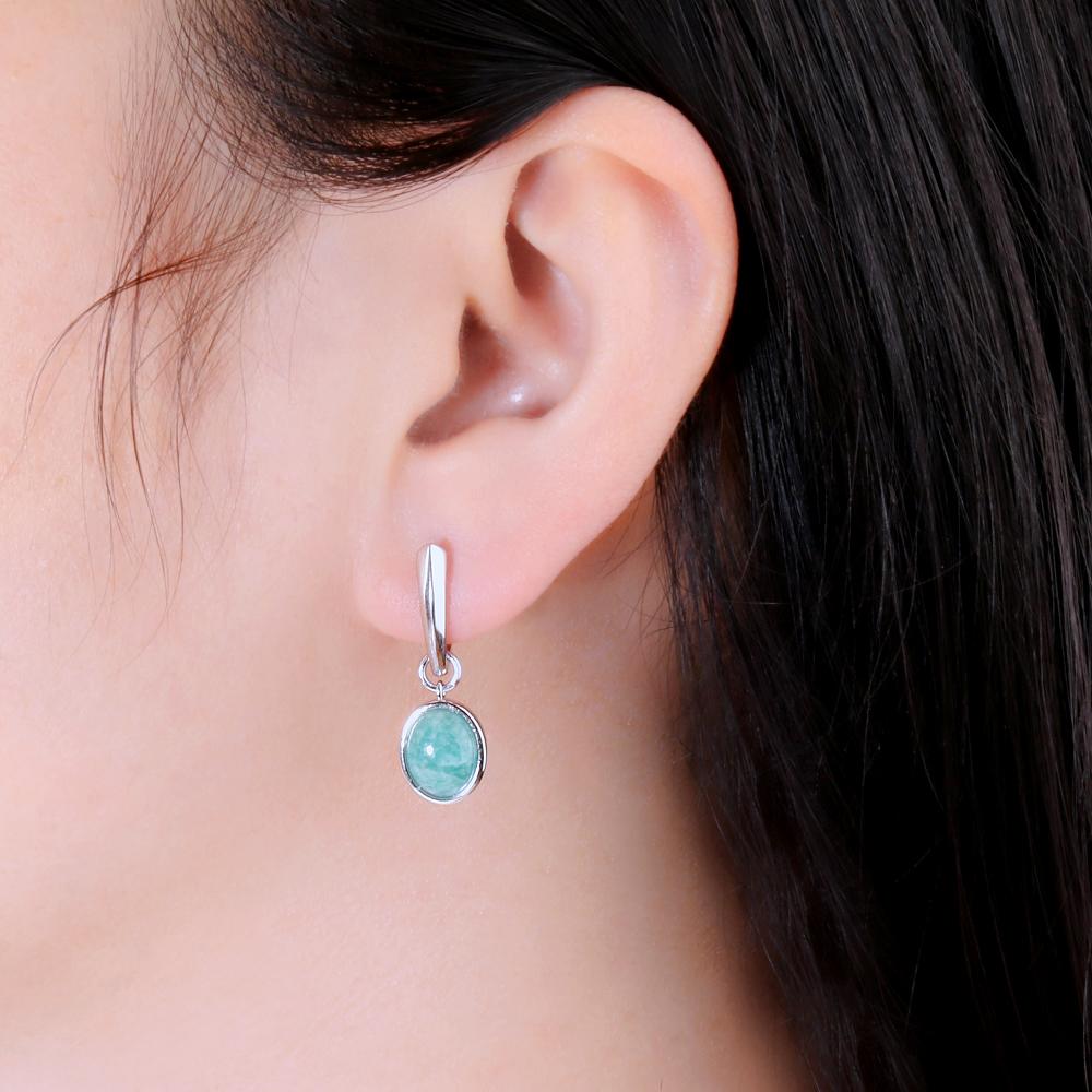 Bolaijewelry Комплект ювелирных изделий из натурального амазонита, стерлинговое серебро 925 пробы, ожерелье, серьги, простой дизайн для женщин, изысканные ювелирные изделия