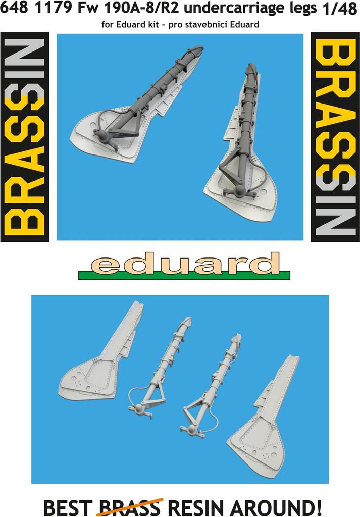 Eduard Brassin Series Fw190 Main Landing Gear and Cover Set Plastic Model Kit Parts EDU6481179 1/48 Focke-Wulf A-8/R2 (for Eduard) (Aircraft)