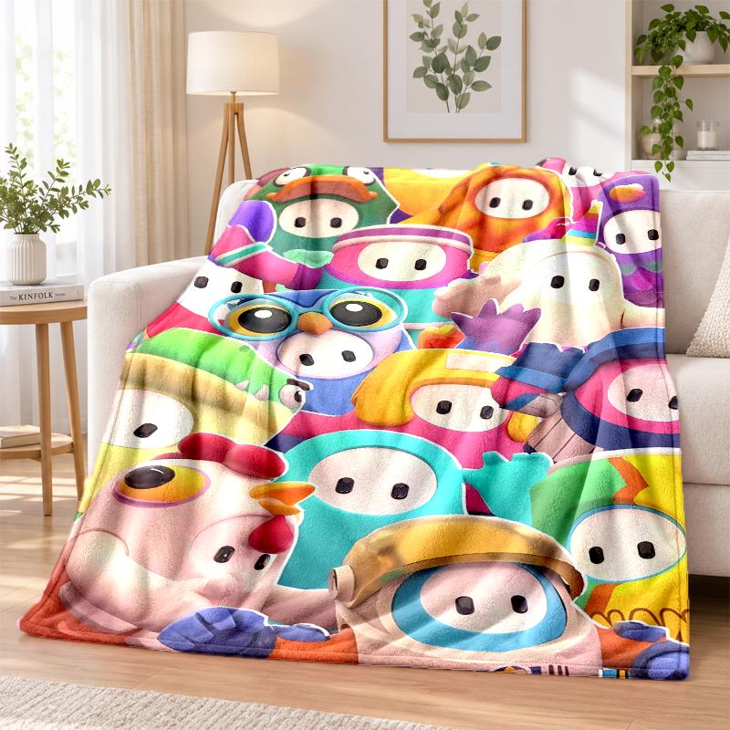 Fall Guys Flannel Throw Blanket Soft Warm Cozy For Sofa Bed Indoor Home Bedroom Use