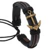 Men's Cross-border Anchor Leather Bracelet - European & American Style, Alloy Design