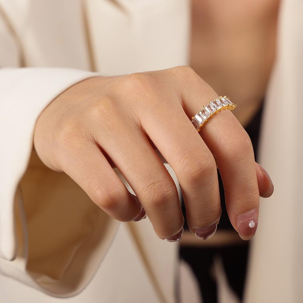 Tiny Women Finger Ring Geometric Design French Vintage Ring All-match Colored Zircon Rings  Wedding