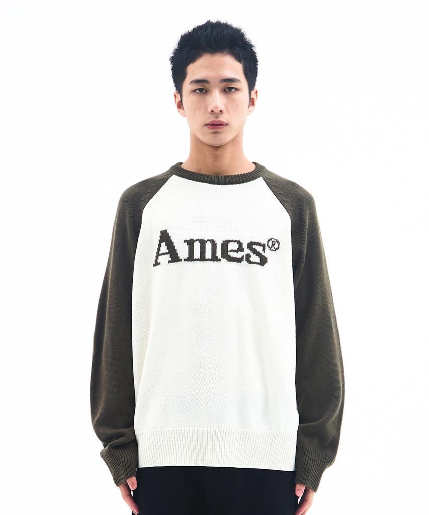 AMES-WORLDWIDE Basic Raglan Pullover Knit Khaki