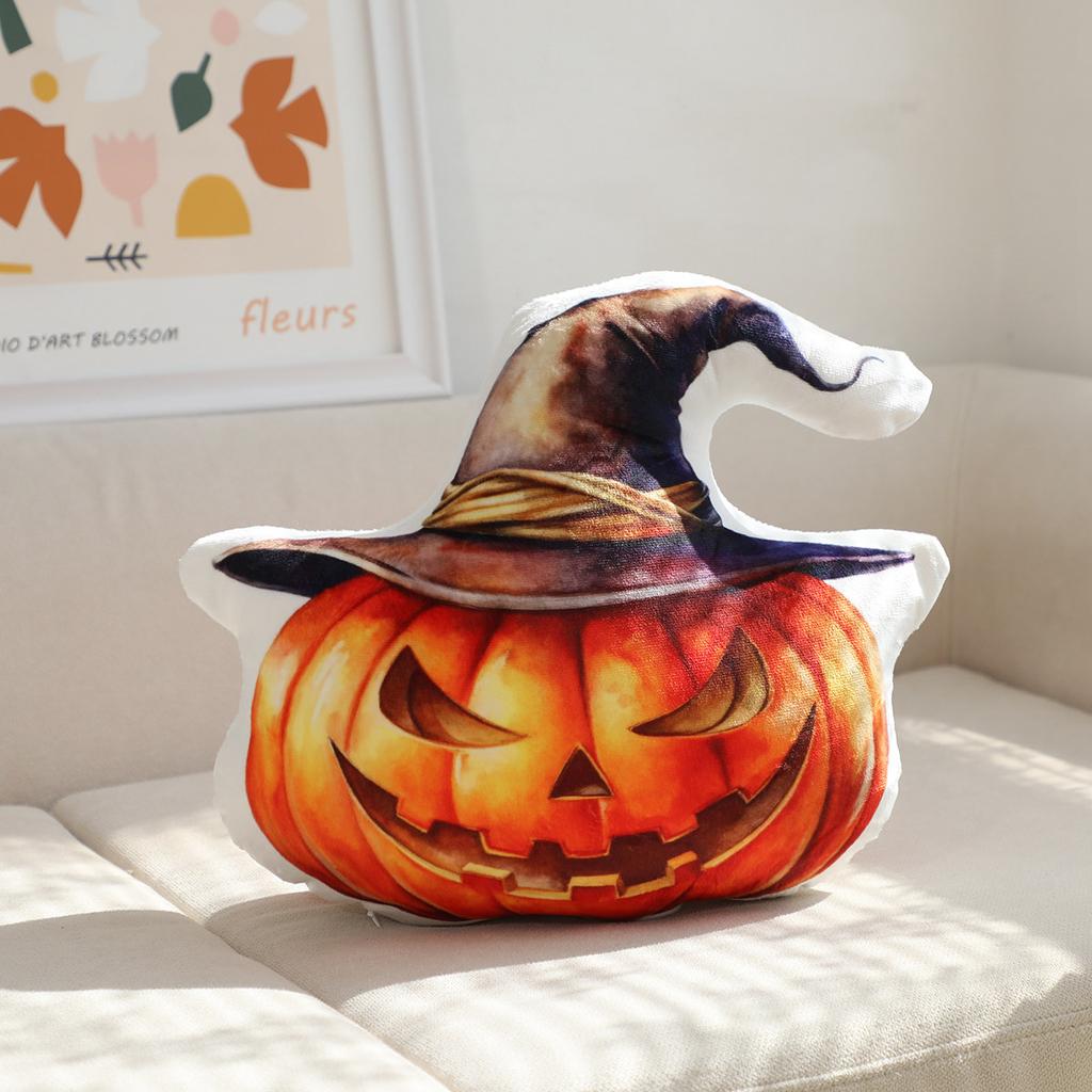 35cm Halloween Orange Pumpkin Zombie Plush Toys Funny Creative Pumpkin Human Skeleton Cushion Cute Stuffed Toys Halloween Gifts