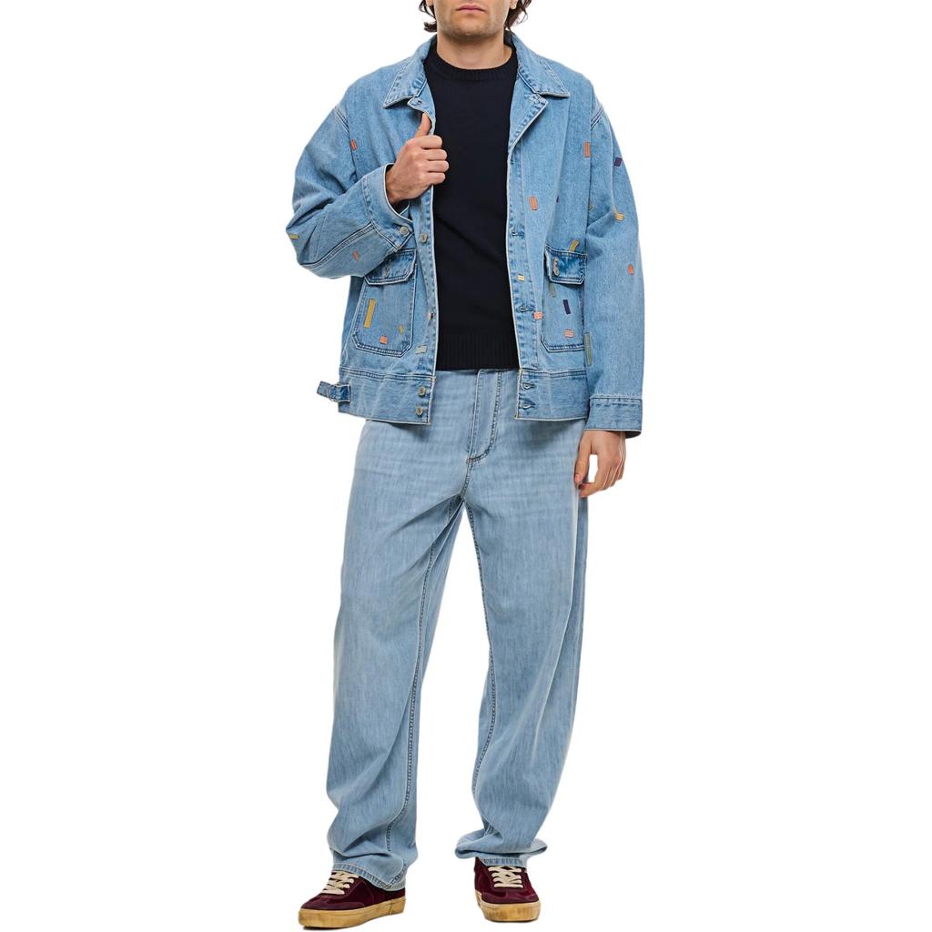 Levis Потертая винтажная куртка из денима с воротником, однобортная, с длинным рукавом, мужская куртка, светло-голубая A7150-0002