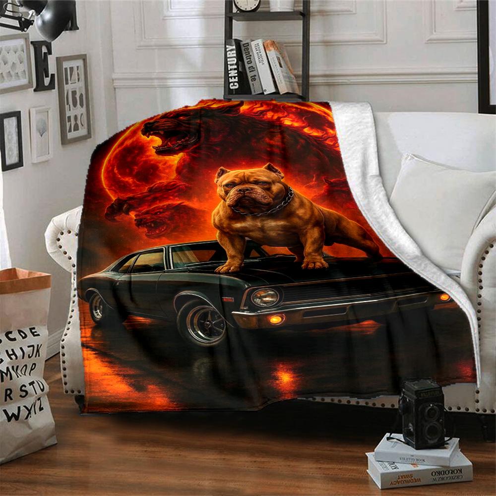 Bull Terrier Print Flannel Blanket High Quality Warm Comfortable Cover for All Seasons Perfect for Gifts Home Decor