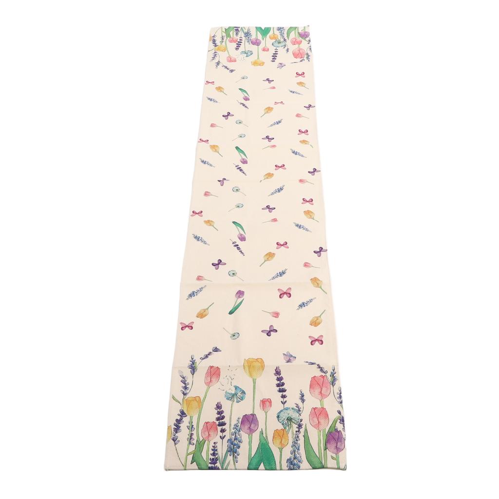 Rectangle Table Runner Floral Pattern Reusable 70.9x11.8in Waterproof Tear Resistant Linen Table Runner for Parties