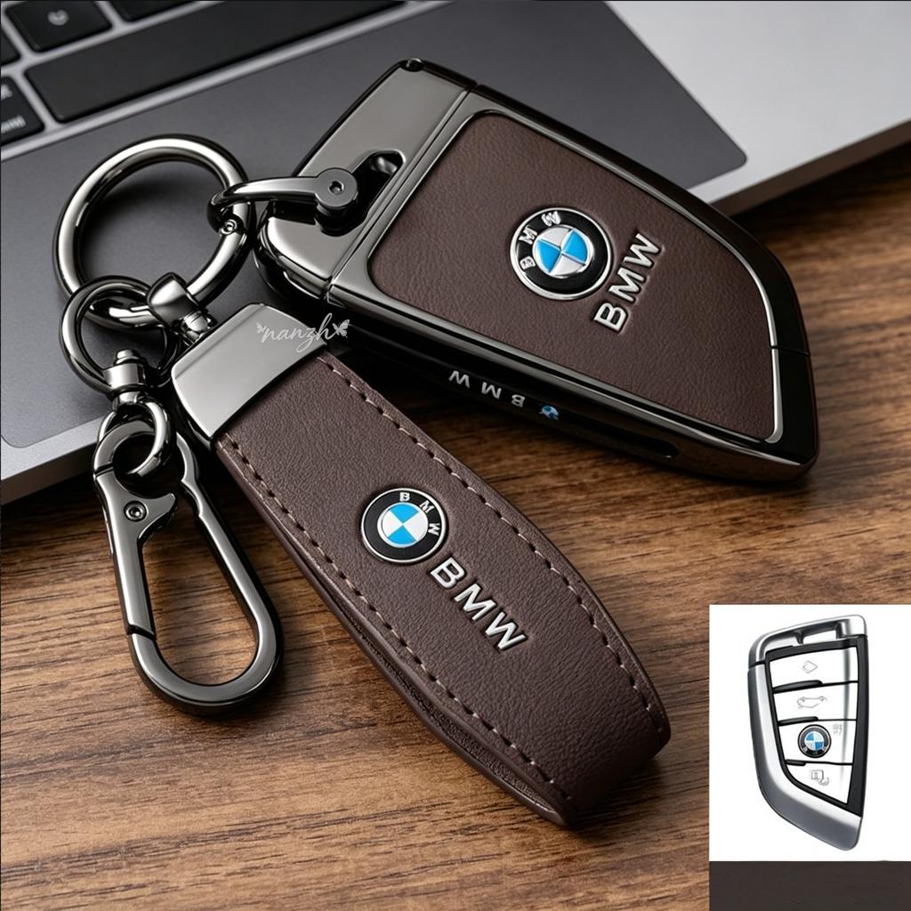 Car Key Case Cover Leather Keychain Accessory Protector Shell Key Bag For BMW X1 X3 X4 X5 X6 F15 F16G30 3 5 7 Series G11 F48 RFKNG1