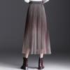 Ношение плиссированной сетчатой юбки с обеих сторон, розовая юбка, женская летняя юбка-маятник, черная длинная юбка, однотонная женская ниспадающая юбка