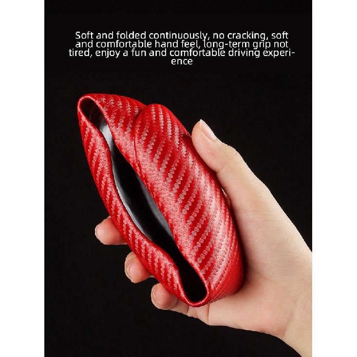 2Pcs Carbon Fiber Leather Car Steering Cover 1K Micro Fiber Leather PVC Wheel Booster Cover Non-Slip