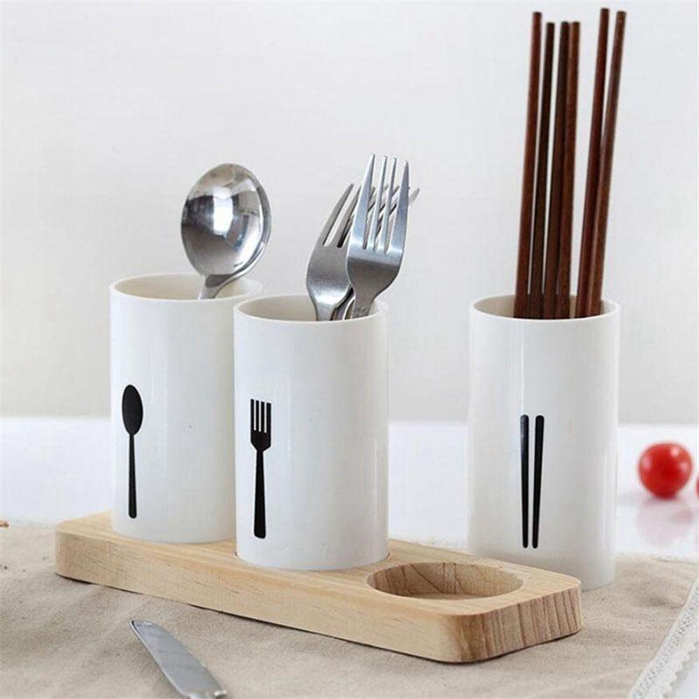 High-grade Chopsticks Storage Rack White Spoon Fork Drain Box Flatware Organizer  for Kitchen