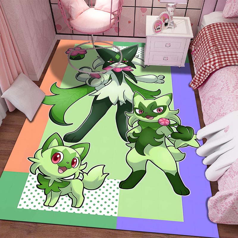 3D Cartoon P-Pokemon Meowscarada Pattern Carpets for Living Room Bedroom Bedside Floor Mat Area Rug Home Decor Next Day Shipping