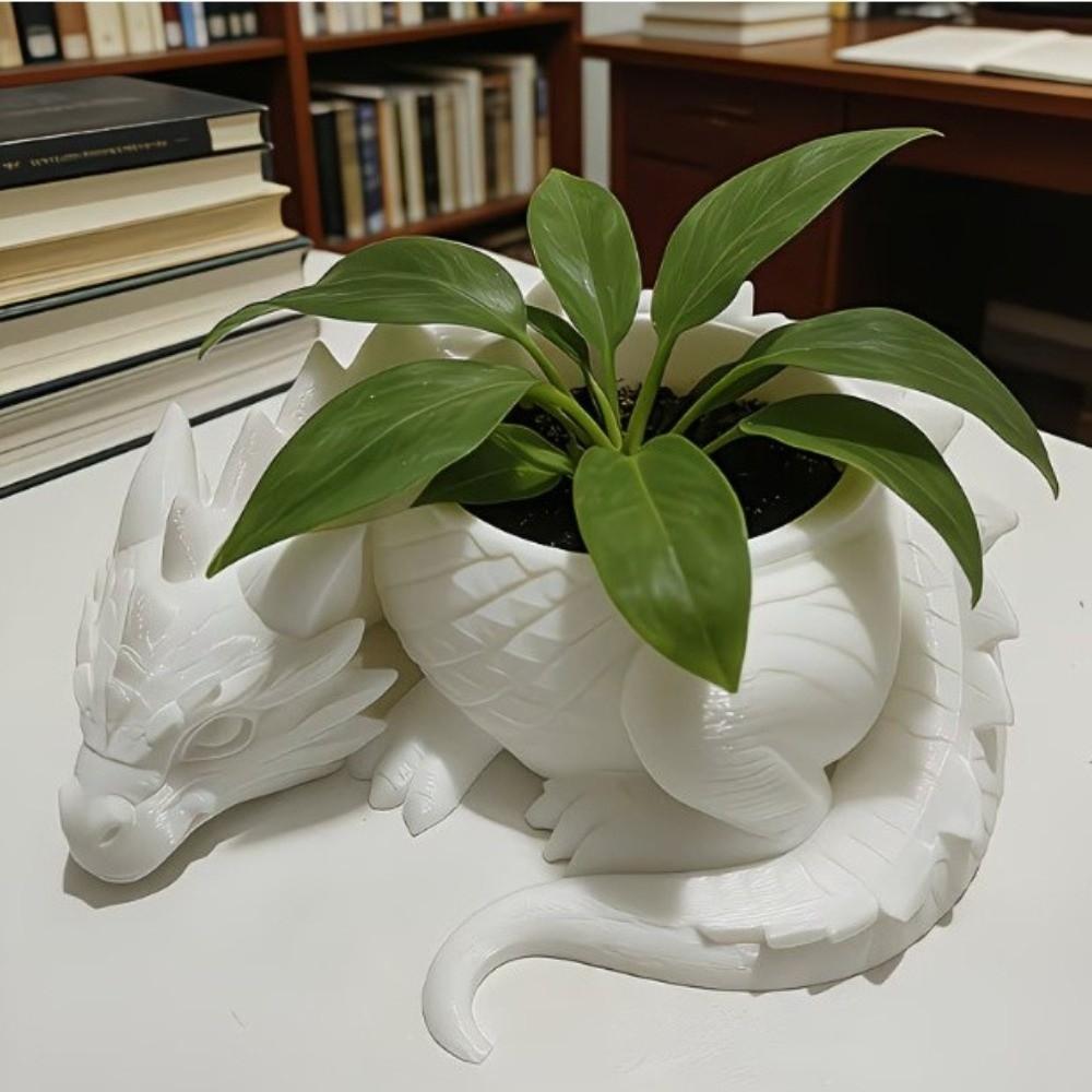 3D Printed Dragon Shaped Plant Pot Growing Pots Plastic Flower Container Funny Handmade Succulent Planter for Living Room