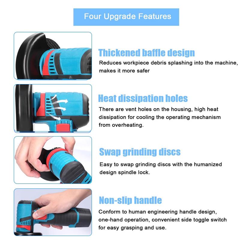 12 В угловая шлифовальная машина литиевая электрическая аккумуляторная ручная шлифовальная полировальная шлифовальная мини-машинка для резки электроинструменты
