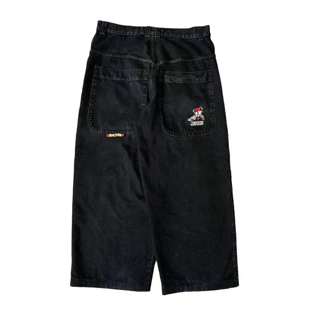 Большие свободные джинсы в стиле хип-хоп с вышитым узором Harajuku, американские модные тенденции Y2K, свободные джинсы для мужчин, широкие брюки для улицы