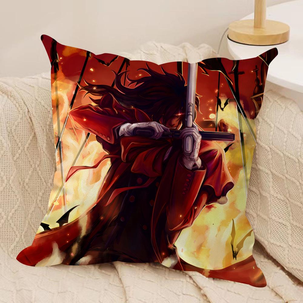 Подушка с принтом Алукарда из аниме Hellsing, шелковистый короткий плюш, скрытая молния, пылезащитная наволочка для диванной подушки, для домашнего декора