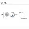 Романтичные асимметричные серьги-пусеты из стерлингового серебра 925 пробы в виде звезды и луны с голубым цирконом, праздничные украшения, дропшиппинг S -E884